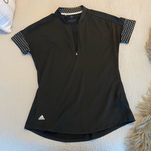 adidas Tops - adidas Women's Black Short-Sleeve Zip Golf Polo
